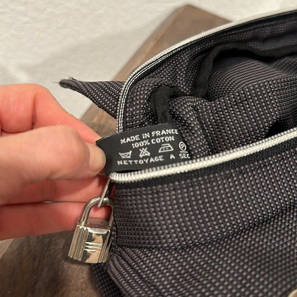 Hermes Handbag Tote PM Yell Line Canvas Gray  HERMES Authentic!!! - Picture 16 of 17